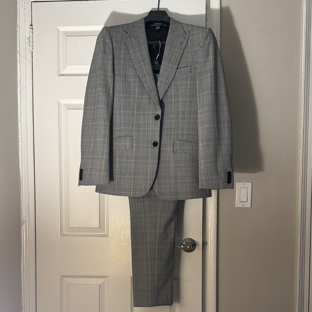 Men's Gray Plaid Extra Slim Suit